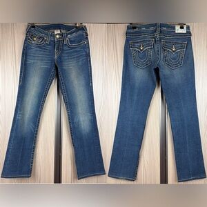 True Religion ‘Disco Billy Big T’ Straight Leg~in Blue Wash w/Crystal Buttons~28